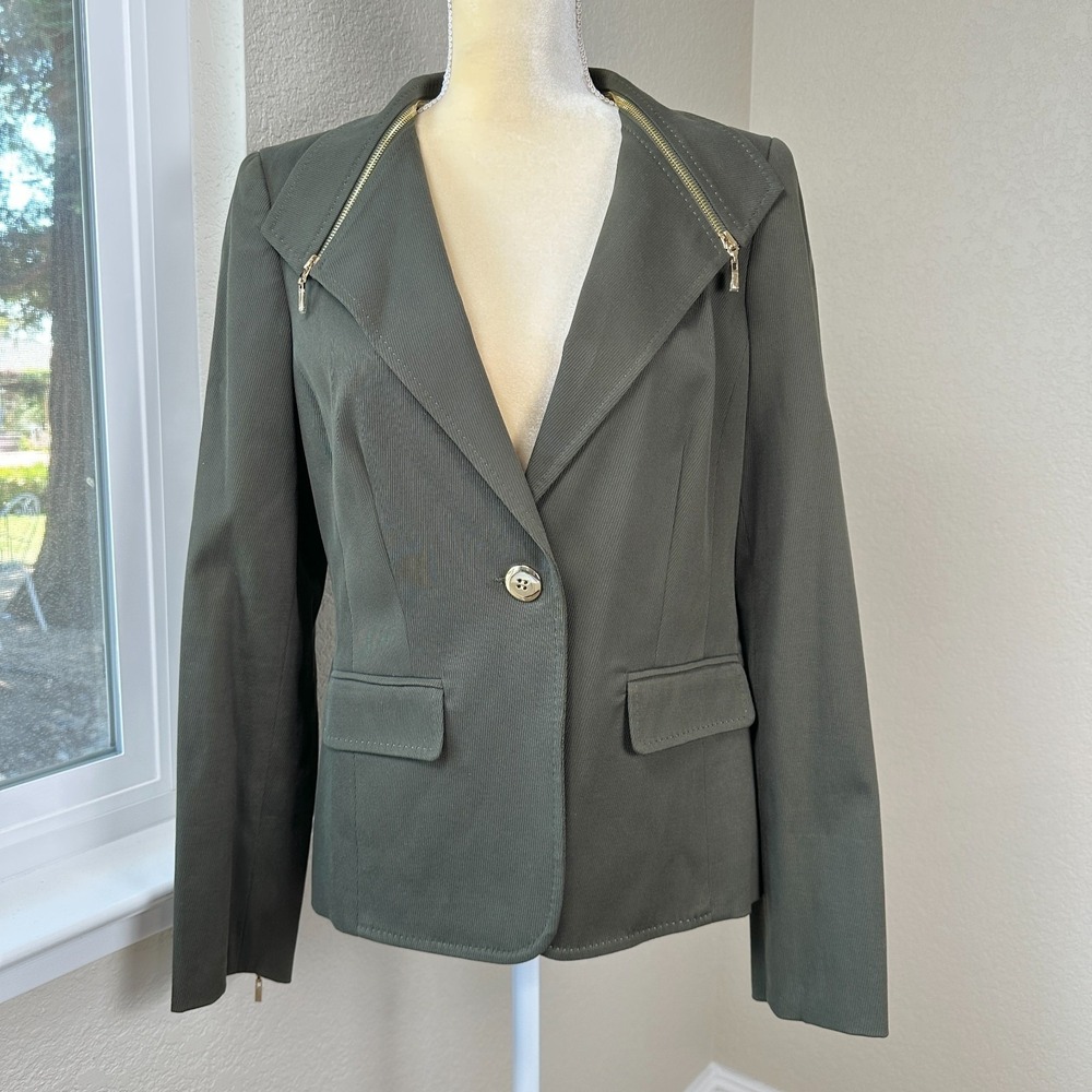 Carlisle‎ Blazer Jacket Women 10 Green Classic Capsule Wardrobe Luxury Business
